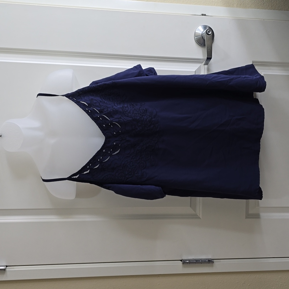 Torrid Navy Blue Eyelet Detailed Cold Shoulder Blouse Size 3X